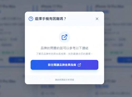 品牌差異指南，附上官方連結供使用者自行查證。